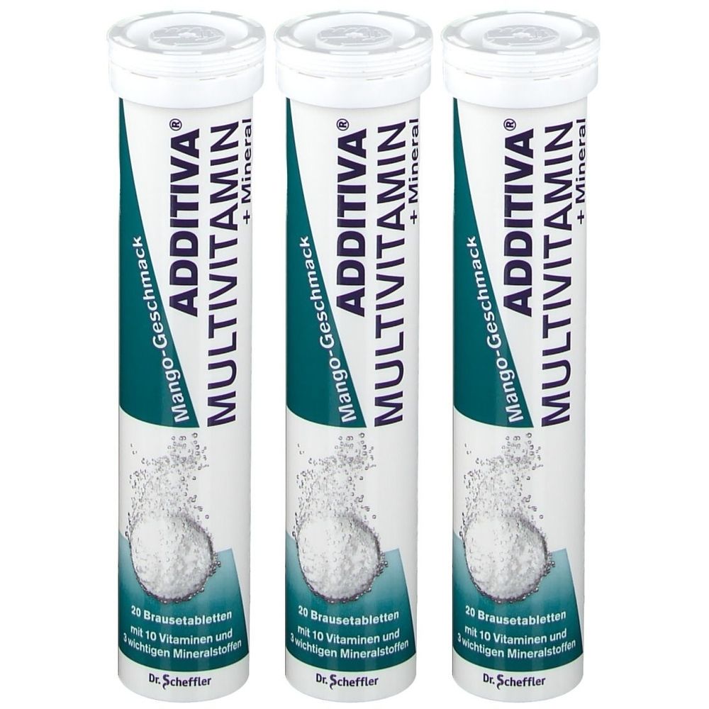 Additiva Multivitamines + Minéraux comprimés effervescents goût mangue (3x20 comprimés)