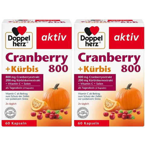 Doppelherz® aktiv Cranberry + Courge + Vitamine C + Sélénium gélules (2x60)