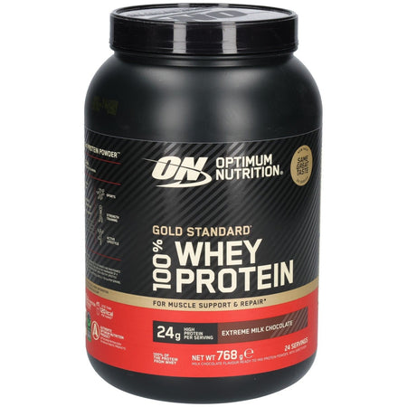 Optimum Nutrition Gold Standard 100% Whey Protein poudre extrême chocolat au lait (768 g)