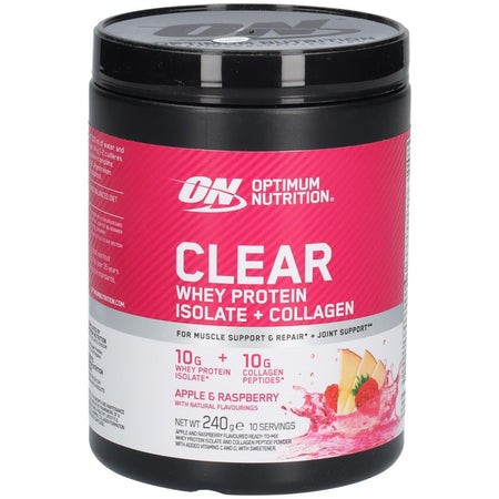 Optimum Nutrition Clear Whey Protein Isolate + Collagen pomme-framboise (240 g)