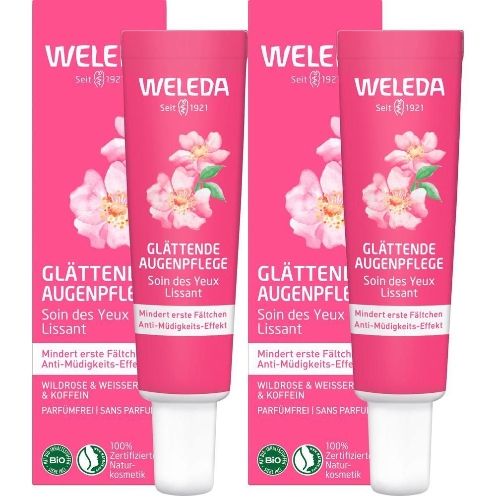Weleda Soin lissant pour les yeux à la rose sauvage et au thé blanc avec formule anti-fatigue (2x12 ml)