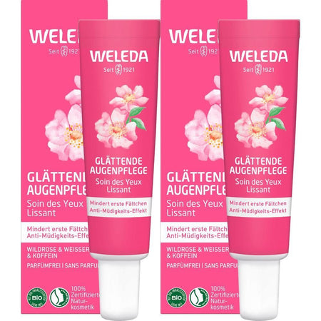 Weleda Soin lissant pour les yeux à la rose sauvage et au thé blanc avec formule anti-fatigue (2x12 ml)
