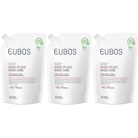Eubos Soin de base liquide lavage et douche rouge recharge sans savon (3x400 ml)