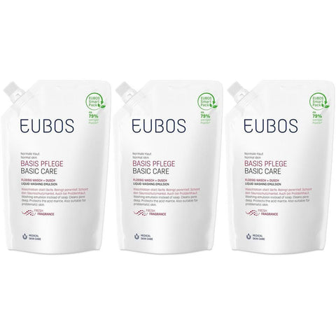 Eubos Soin de base liquide lavage et douche rouge recharge sans savon (3x400 ml)