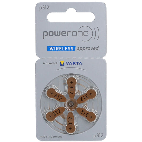 PowerOne 312 piles pour appareils auditifs (6 pièces)