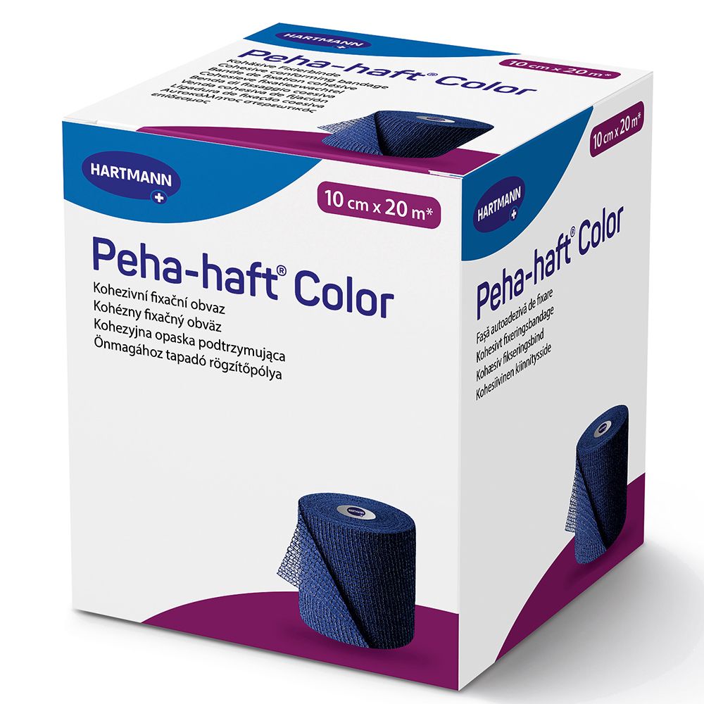 Peha-haft® Color sans latex bande de fixation 10 cm x 20 m bleue (1 pièce)
