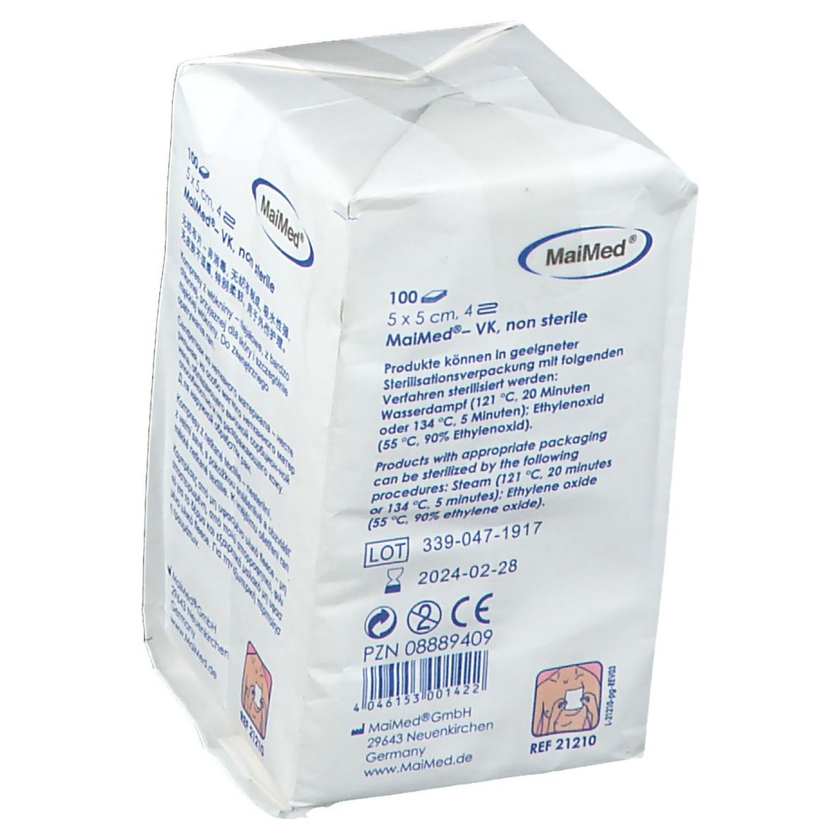 MaiMed® compresses non tissées 5 x 5 cm non stériles (100 pièces)