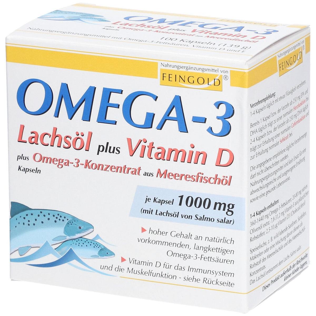 Omega-3 huile de saumon plus vitamine D et oméga-3 (100 gélules)