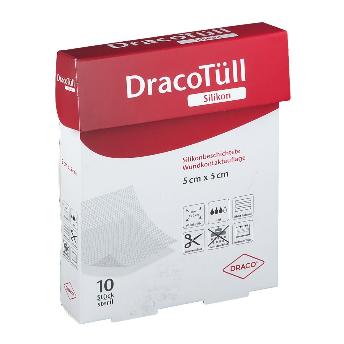 DracoTüll silicone stérile (5 x 5 cm, 10 pièces)