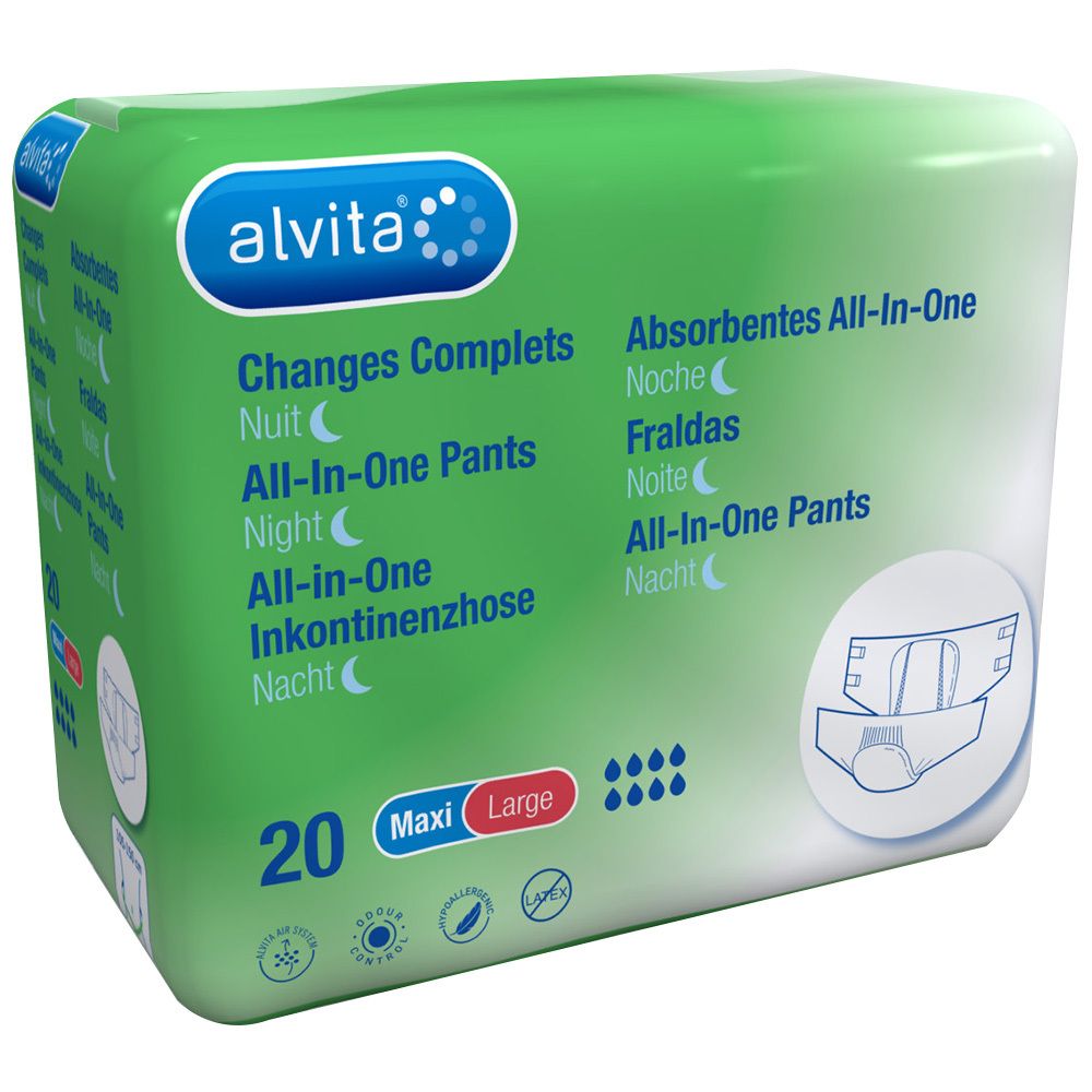 alvita® All-in-One culottes d'incontinence Maxi Large nuit (20 pièces)