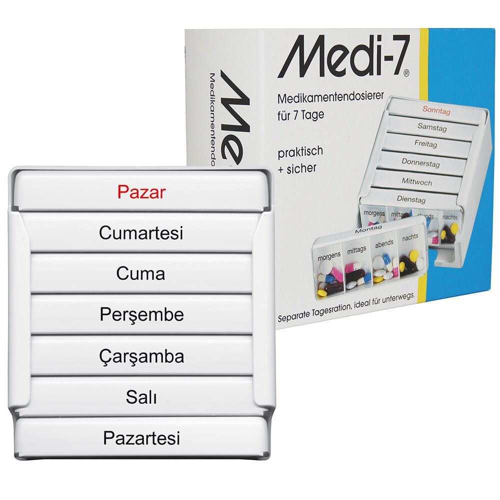 Medi-7 pilulier blanc pour 7 jours turc (1 pièce)