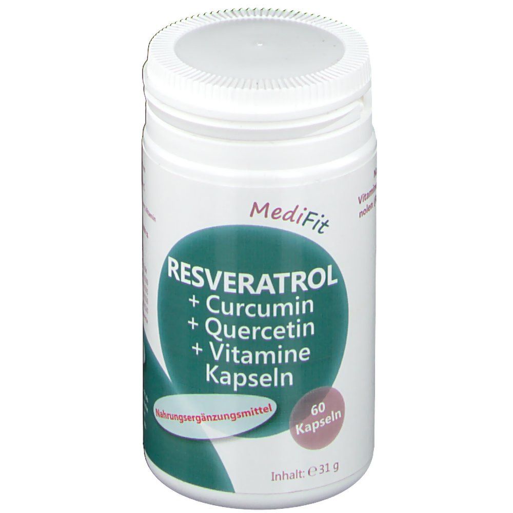 MediFit Resvératrol + Curcumine + Quercétine + vitamines (60 gélules)