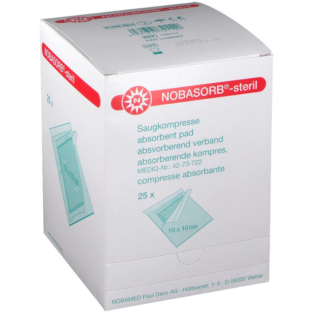 NOBASORB® compresses absorbantes stériles 10 x 10 cm (25 pièces)