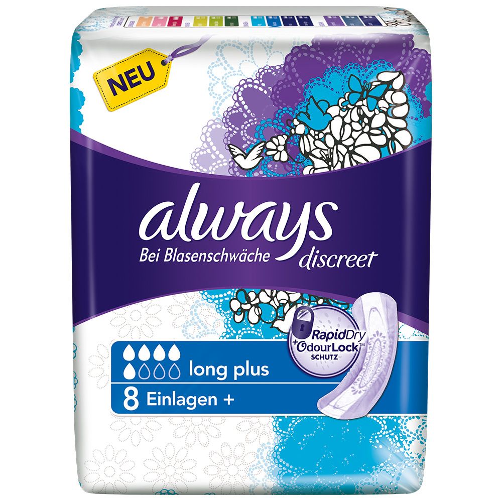 Always Discreet protège-slips pour incontinence Long Plus (8 pièces)