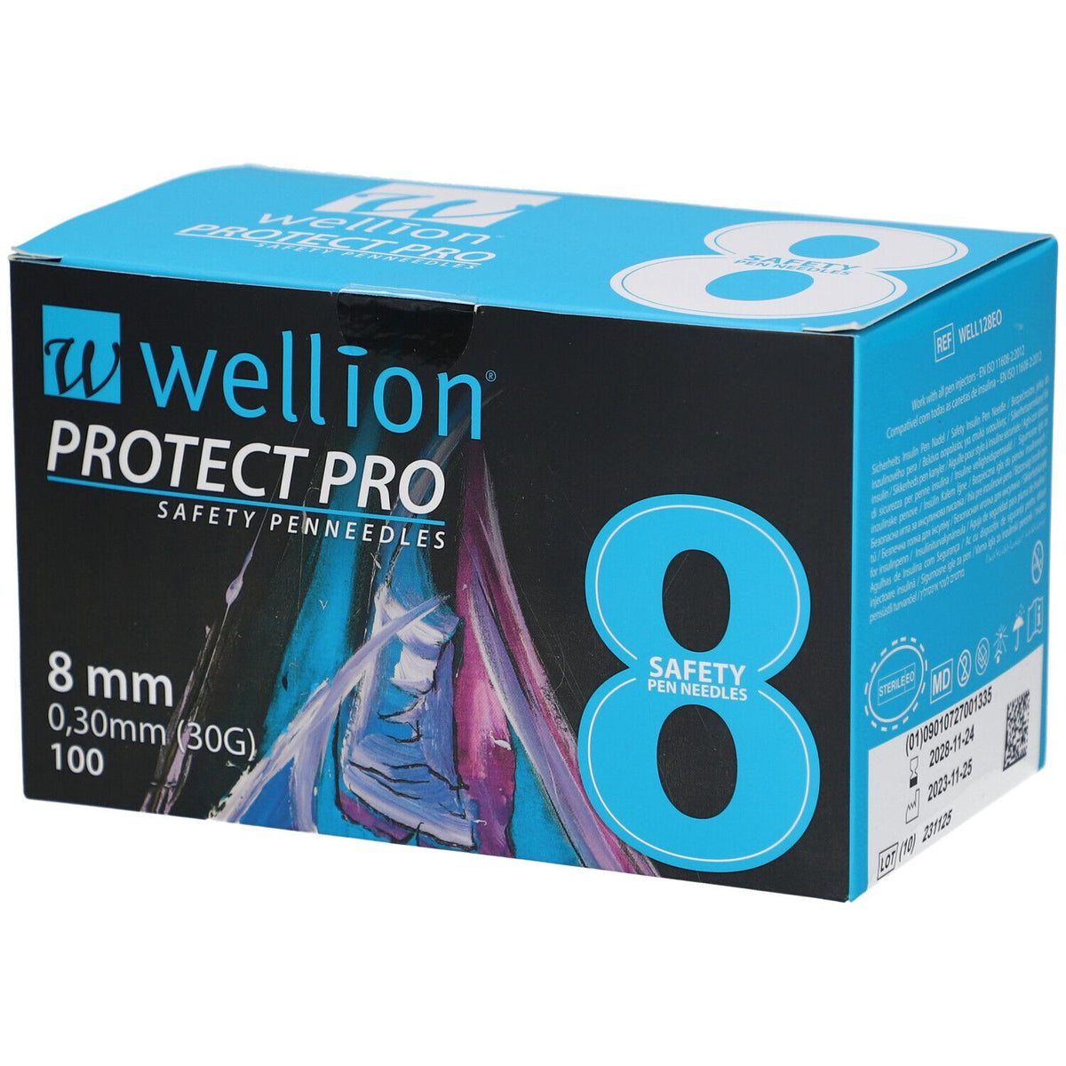 Wellion PROTECT PRO aiguilles de stylo de sécurité 8 mm x 0,30 mm (100 aiguilles)