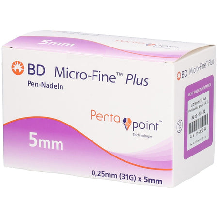 BD Micro-Fine™ Plus aiguilles pour stylo 0,25 mm (31G) x 5 mm (100 pièces)