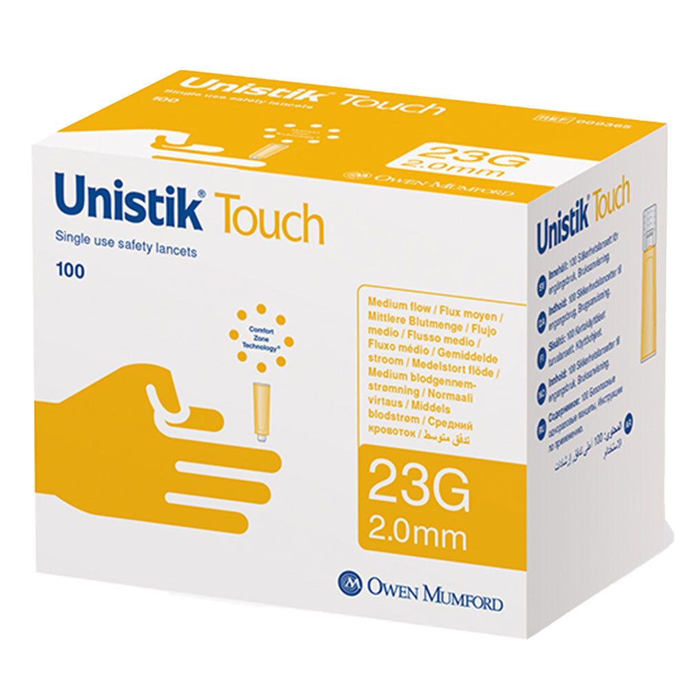 Unistik Touch 23G lancette de sécurité (100 pièces)