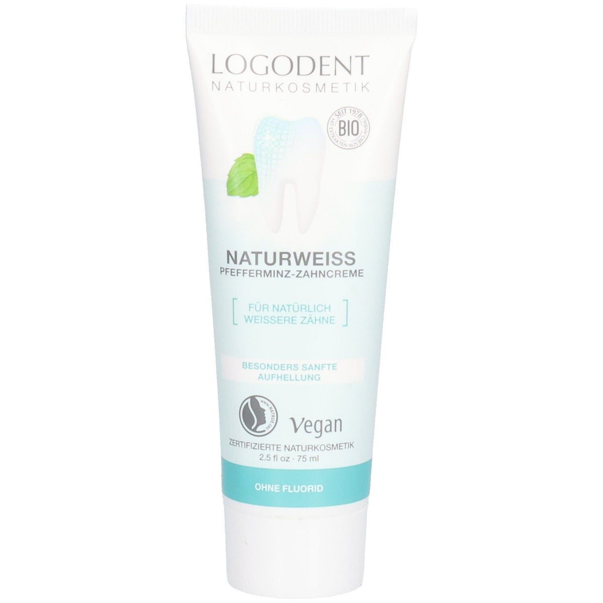 LOGODENT® Naturweiß dentifrice à la menthe poivrée – blanchiment doux (75 ml)