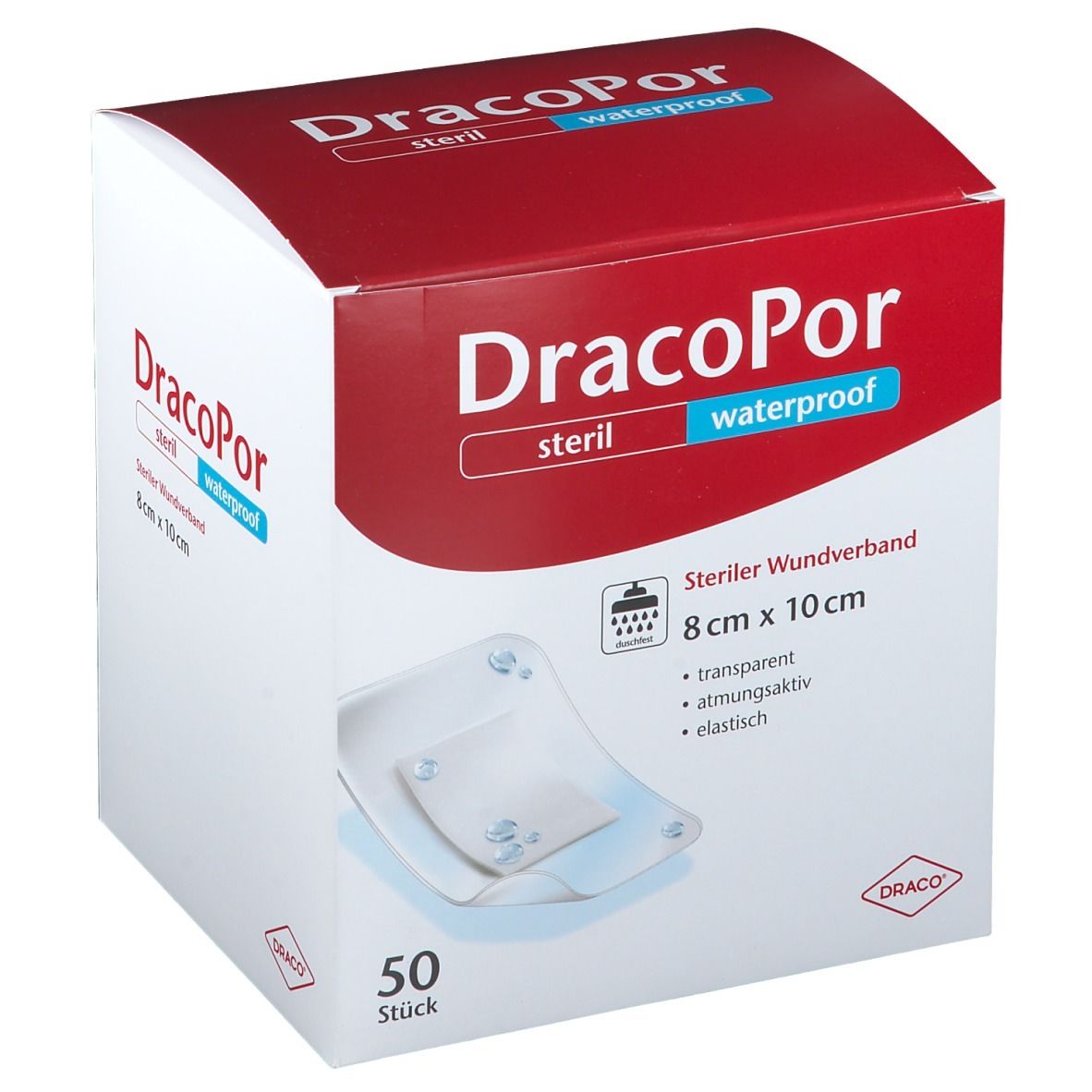 DracoPor Waterproof pansement stérile imperméable 8 x 10 cm (50 pièces)