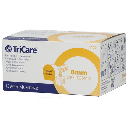 TriCare aiguilles pour stylo 8 mm 0,25 mm 31G (100 pièces)