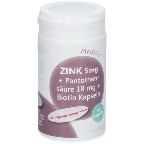 MediFit Zinc 5 mg + acide pantothénique + biotine — 90 pièces