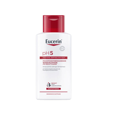 Eucerin® pH5 lotion lavante pour le corps, le visage et les mains – offre aux peaux sensibles et sèches un nettoyage doux & préserve la fonction protectrice de la peau — 200 ml