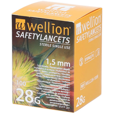 Wellion Safetylancets 28 G 1,5 mm (100 pièces)