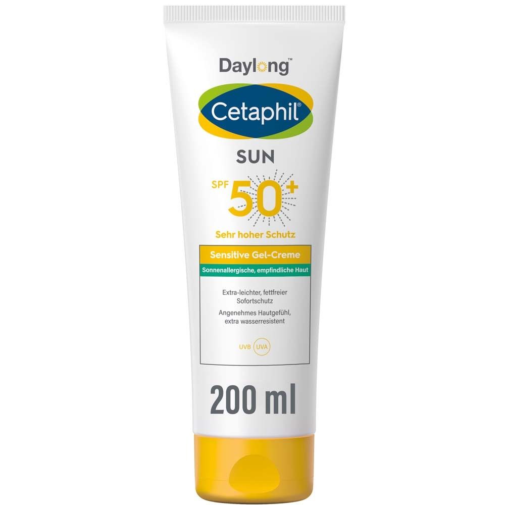 CETAPHIL SUN Sensitive gel-crème SPF 50+ protection solaire extra-légère, sans gras (200 ml)