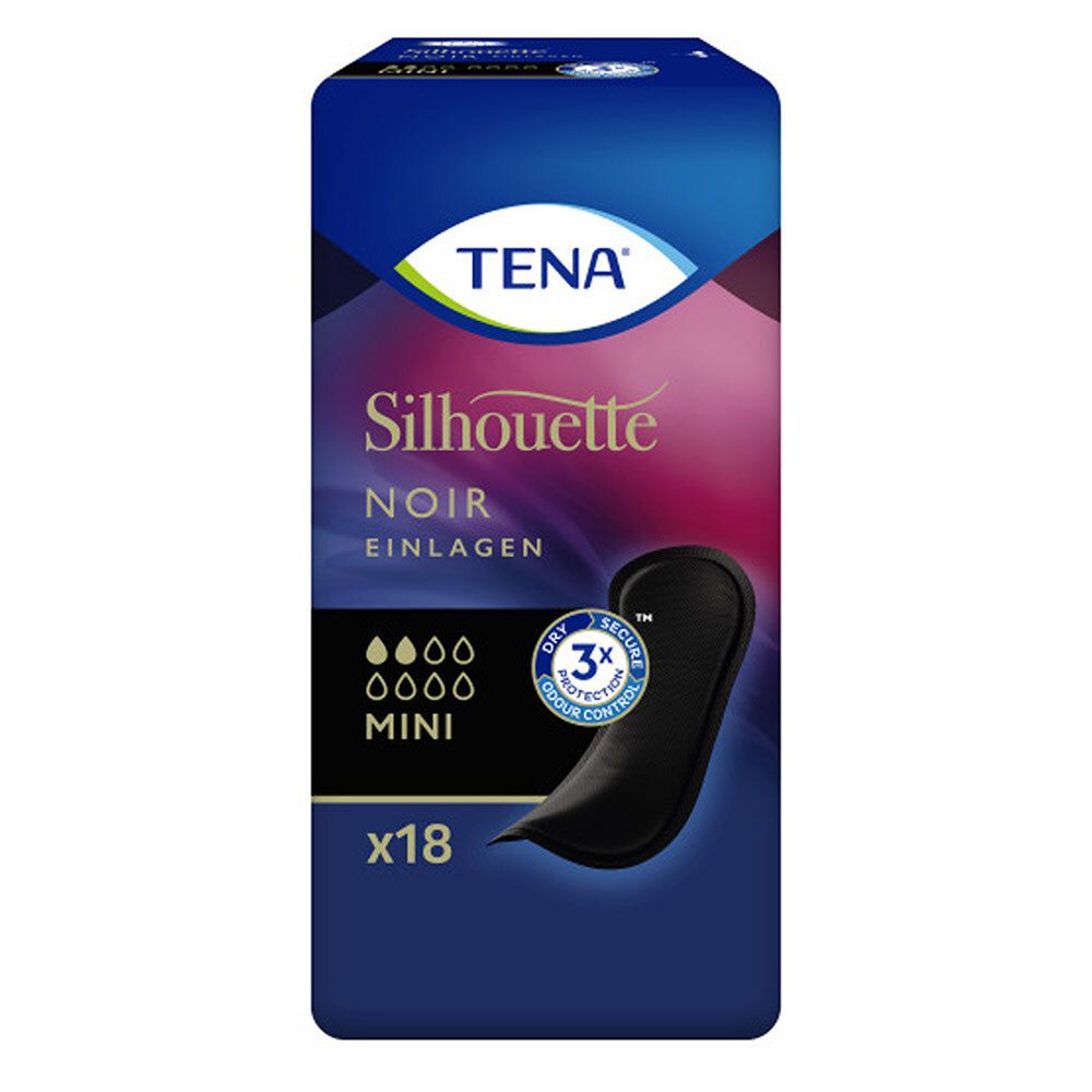 TENA Silhouette Mini Noir protections pour incontinence (18 pièces)
