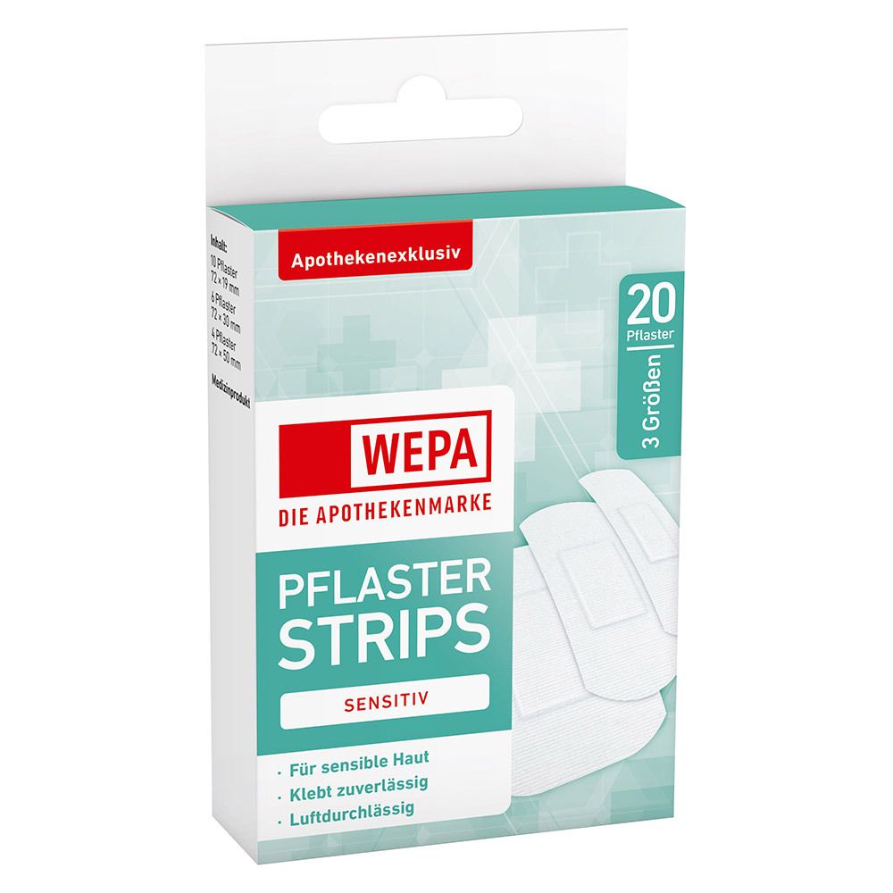 WEPA Pansements strips sensibles 3 tailles (20 pièces)
