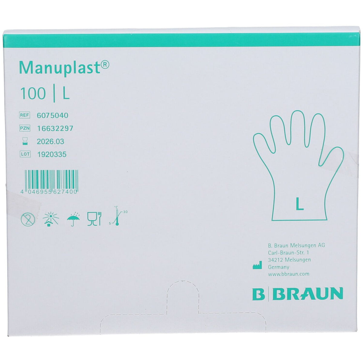 B-BRAUN Manuplast® gants jetables taille L (100 pièces)