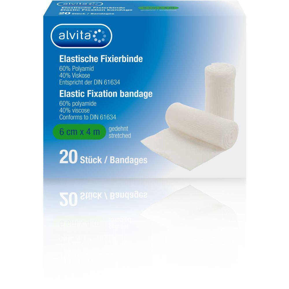 alvita® bande élastique de fixation 6 cm x 4 m (20 pièces)