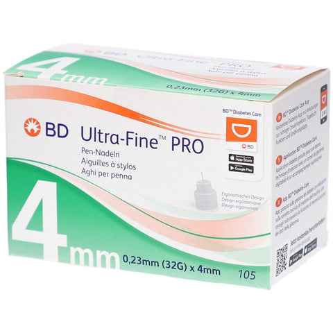 BD® Ultra-Fine PRO aiguilles pour stylo 0,23 mm (32G) x 4 mm (105 pièces)