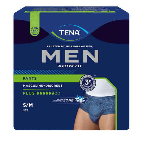 TENA Men Active Fit Pants Plus bleu S/M (12 pièces)