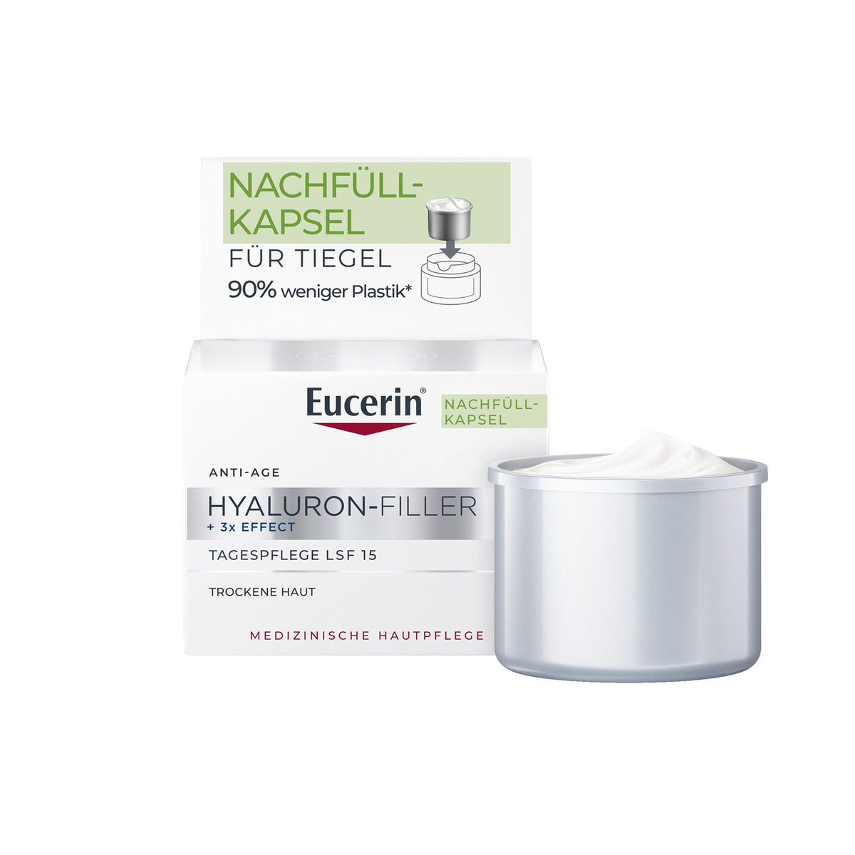 Eucerin Hyaluron-Filler + 3x Effect Soin de jour LSF 15 Peau sèche Capsule de recharge (50 ml)