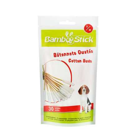BAMBOOSTICK S/M coton-tige auriculaire pour chiens et chats (30 pièces)
