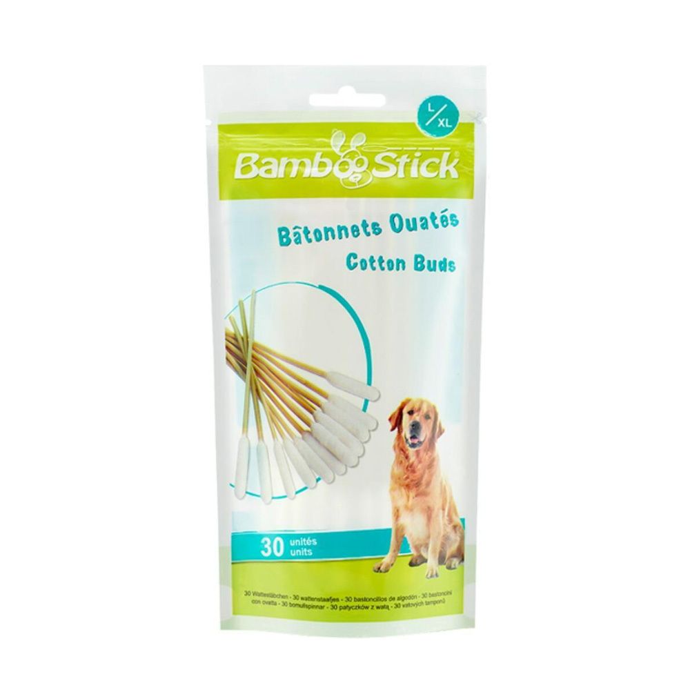 BAMBOOSTICK L/XL coton-tige auriculaire pour chiens (30 pièces)