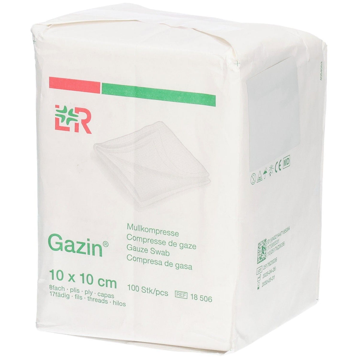 Gazin compresse de gaze 10 cm x 10 cm non stérile 8 plis