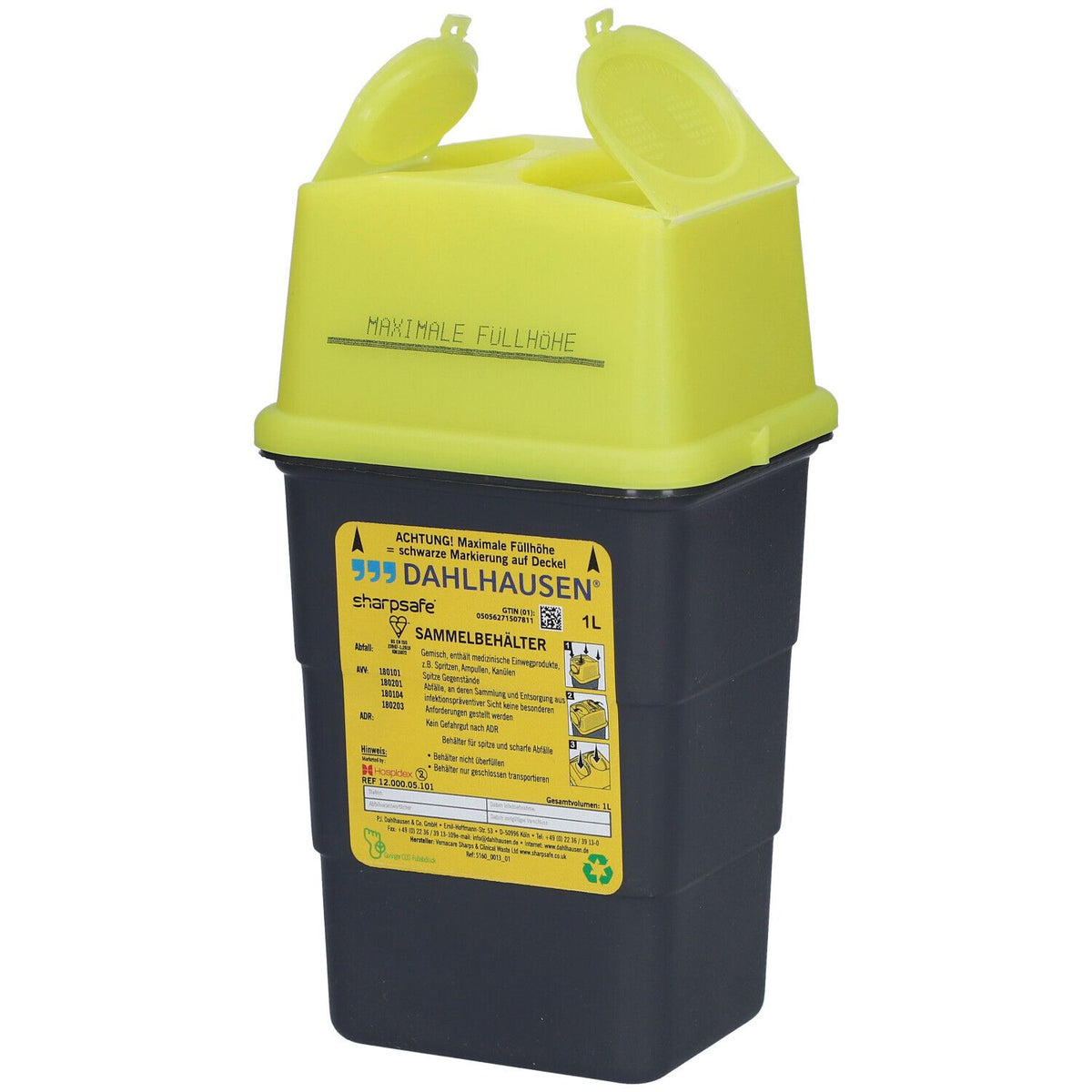 Sharpsafe® 1L vert, conteneur de déchets / collecteur d'aiguilles (30 pièces)