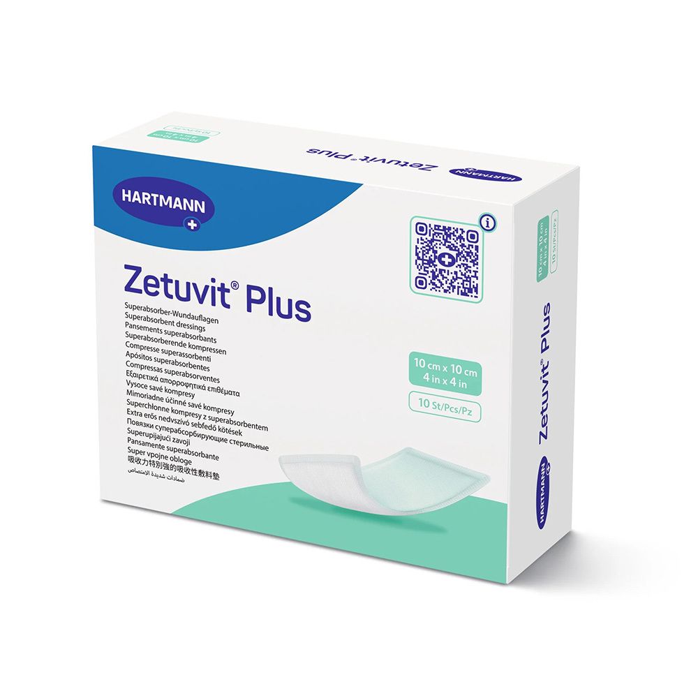 Zetuvit Plus compresse avec superabsorbant pour une absorption extrêmement élevée (10 x 10 cm, 20 pièces)