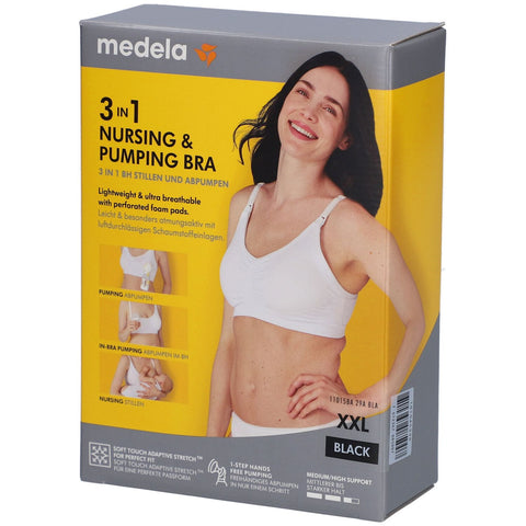 medela 3-in-1 soutien-gorge d'allaitement et de tirage noir, taille XXL