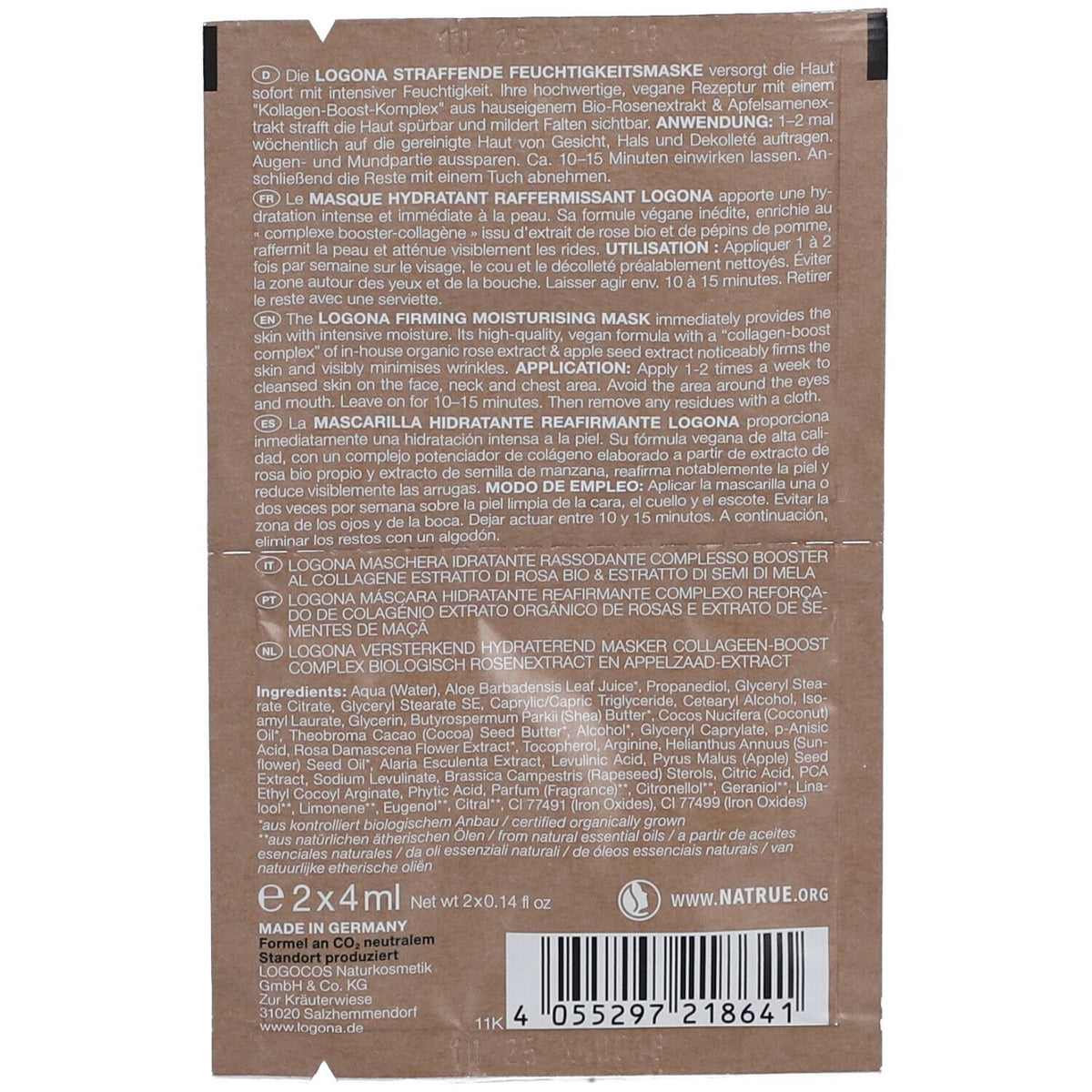 LOGONA Moisture Lift masque hydratant (8 ml)