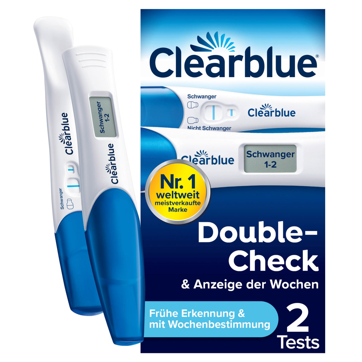 Clearblue Test de grossesse détection précoce + détermination de la semaine, coffret combiné (2 pièces)