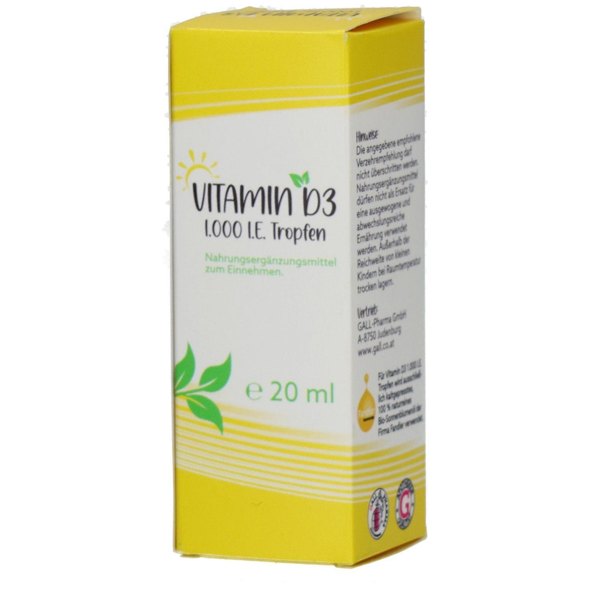 Vitamine D3 1000 UI gouttes (20 ml)