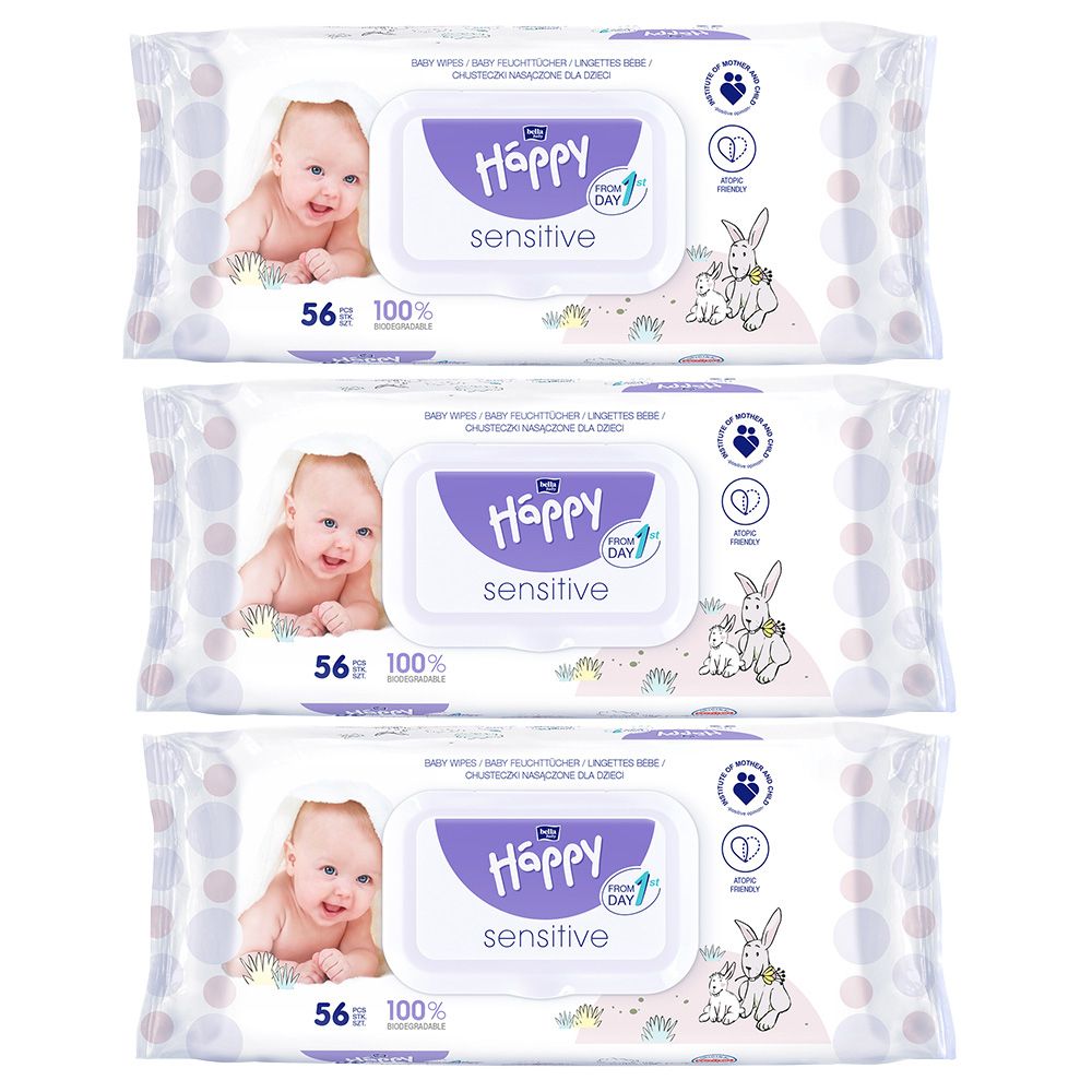 bella baby Happy lingettes humides sensibles (3x56 pièces)
