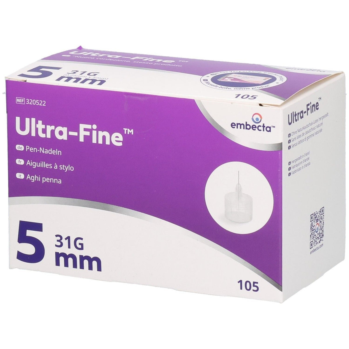 embecta Ultra-Fine aiguilles pour stylo 31G 0,25 x 5 mm (105 pièces)