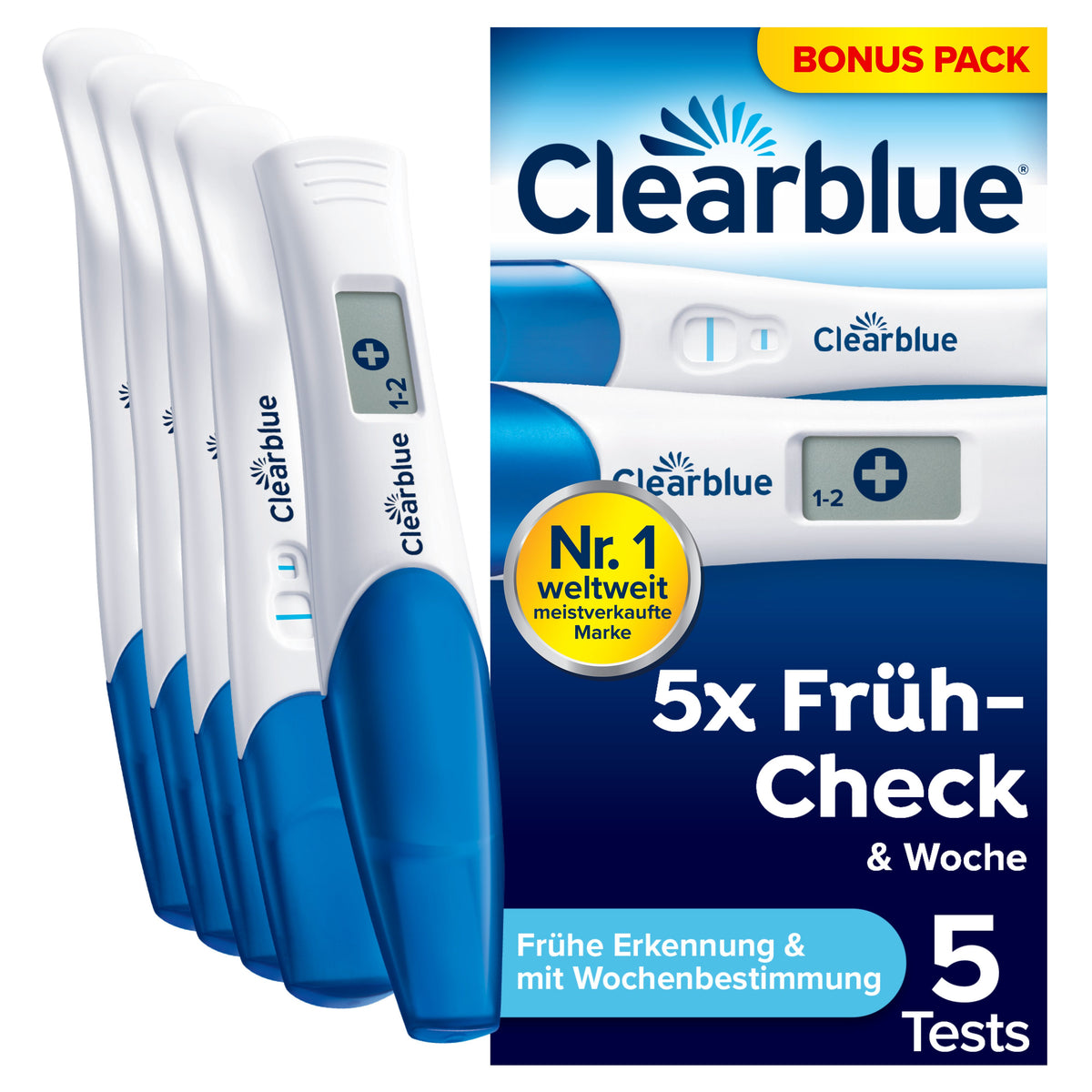 Clearblue Test de grossesse Multicheck 4+1 (5 pièces)