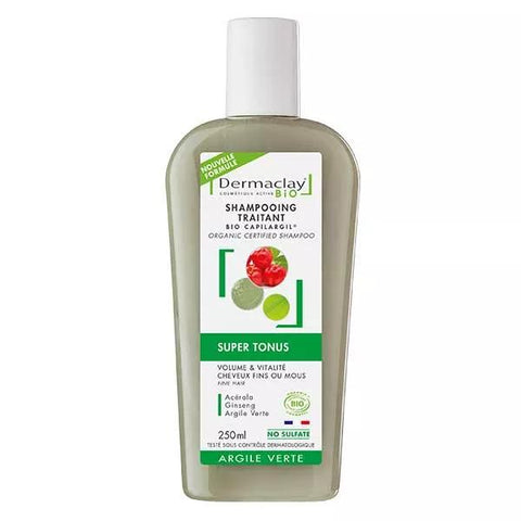 Dermaclay Shampoing Traitant Bio Cheveux Fins Volume Argile Verte 250ml
