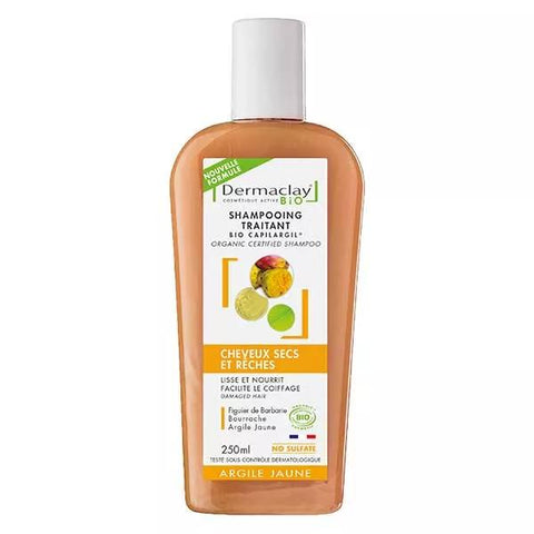 Dermaclay Shampoing Traitant Bio Cheveux Secs et Rêches Argile Jaune 250 ml