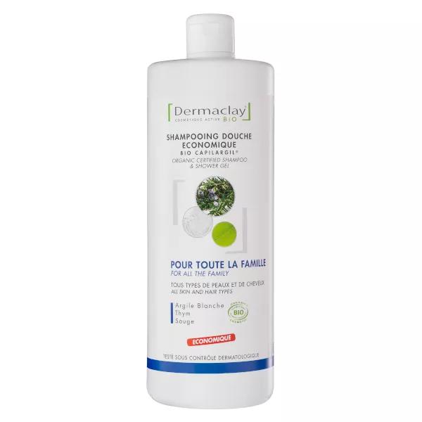 Dermaclay Soin Capillaire Shampoing Douche Économique Famille Bio 1L